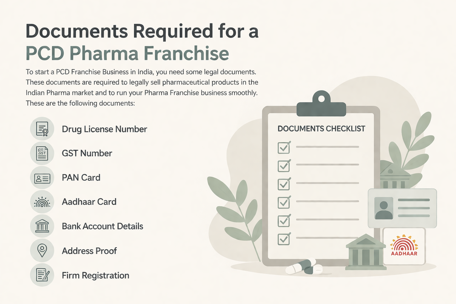 Documents Required for a PCD Pharma Franchsie